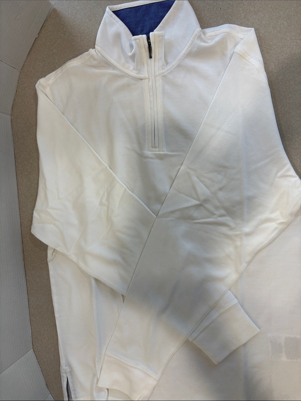Brooks Brothers White Half-Zip Pullover with Navy Trim